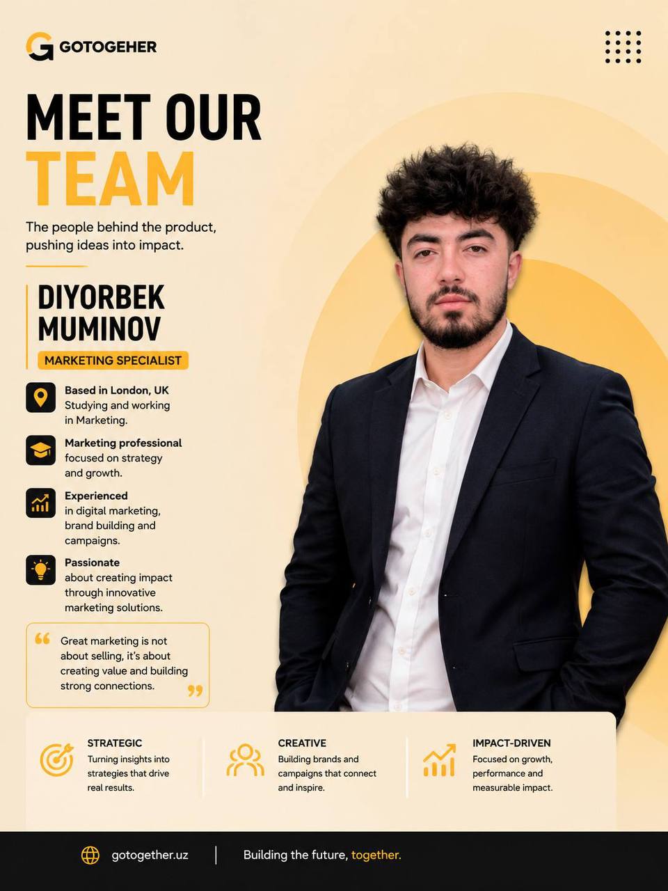 Diyorbek Muminov — Marketing mutaxassisi
